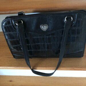 Brighton Large Shoulder Bag, Black,  14.25" Long x 10" high x 5.5 wide at bottom